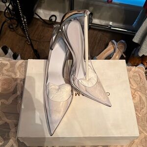 Women’s clear heels with silver trim size 7.5